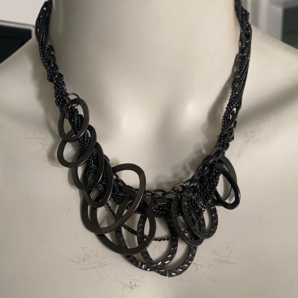 Elegant Black Multi Layered Chain Necklace